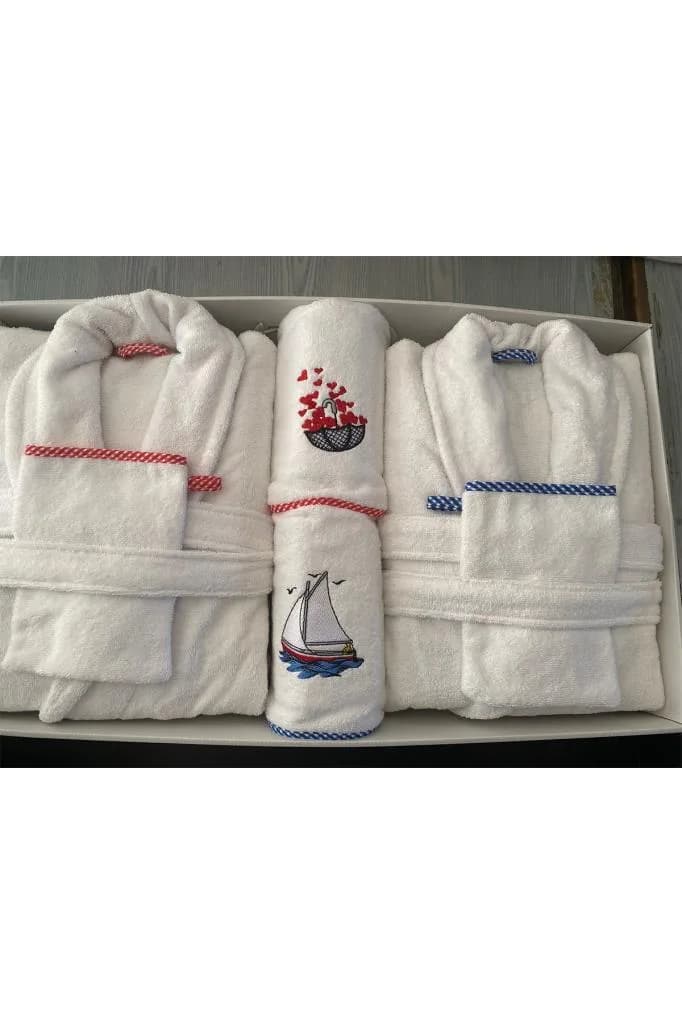 Hawai 6 Parça Aile Hamam Takımı Mavi - Pembe