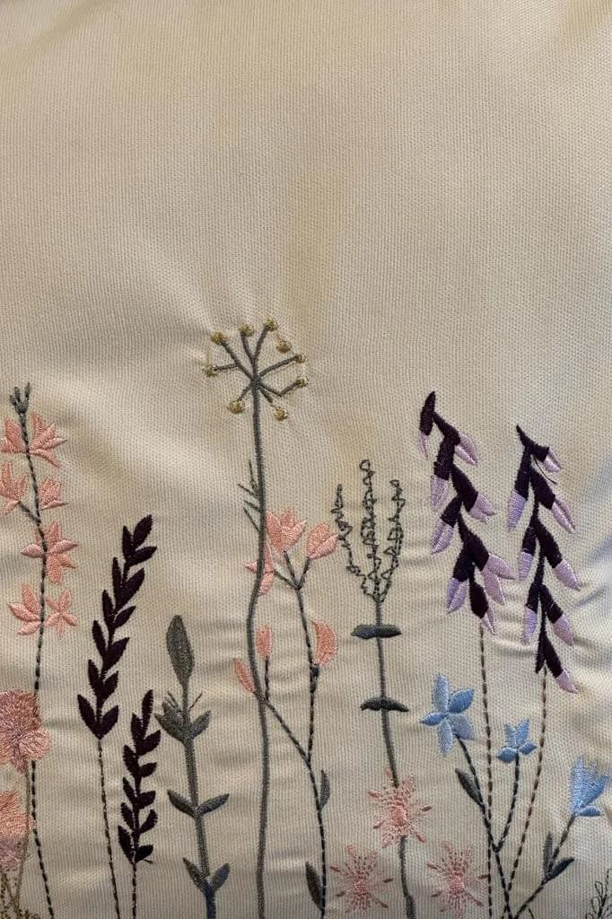 Ayben Lüx Nakışlı Keten Kırlent Kılıfı 45x45 cm