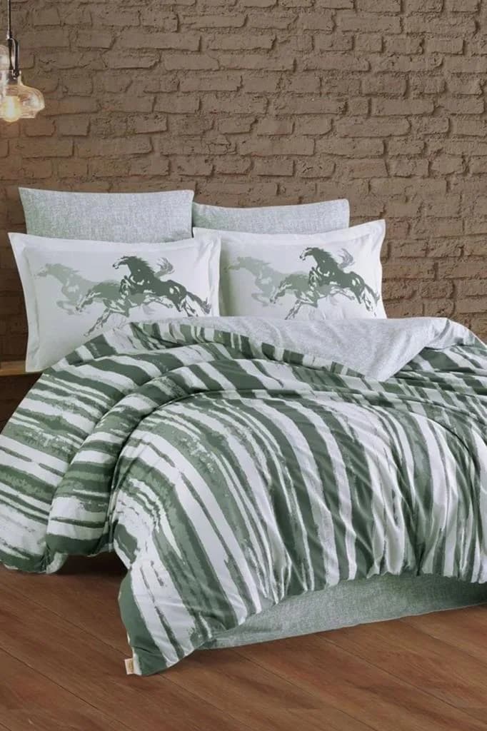 Cascade Çift Kişilik Poplin Nevresim Takımı Yeşil