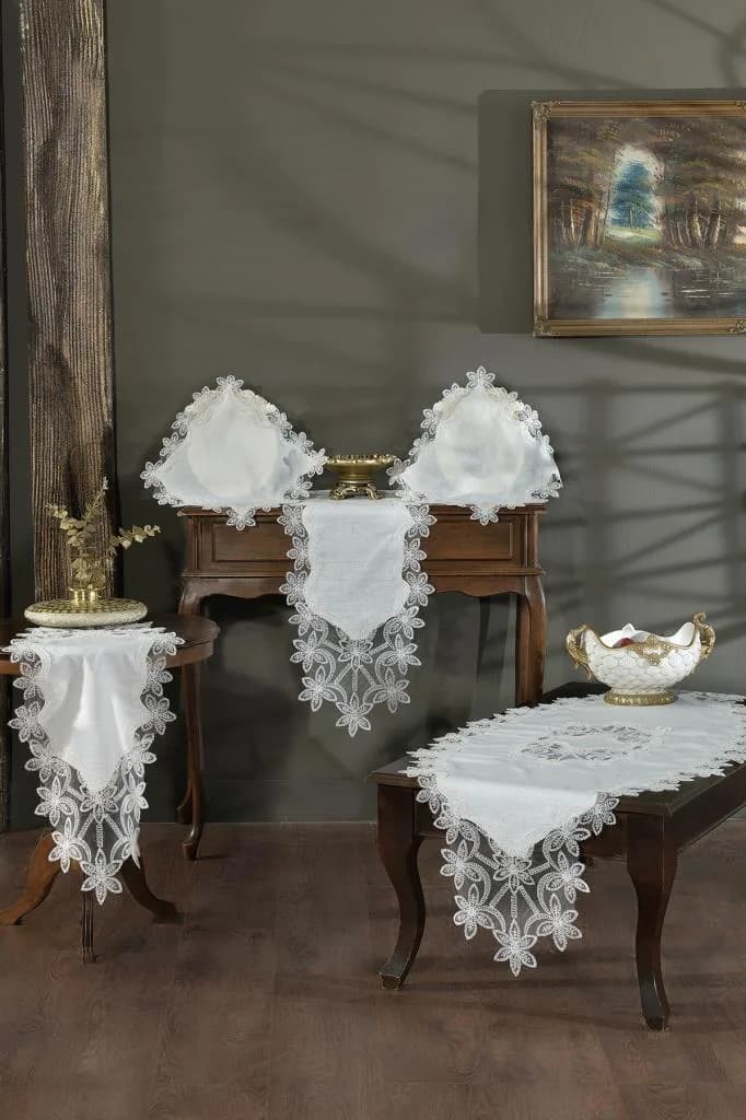 Firdevs Salon Takımı 5 Parça Krem