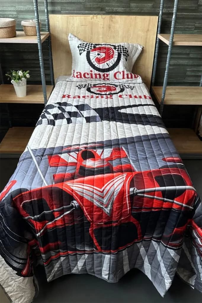 Racing Club Tek Kişilik Kapitoneli Yatak Örtüsü 180x240 cm
