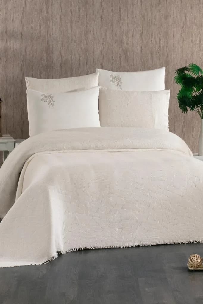 Relax 7 Parça %100 Pamuk Gelin Setı Ekru