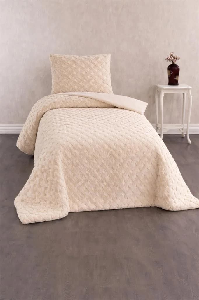 Viyana Tavşan Tüyü Tek Kişilik Yatak Örtüsü 180x230