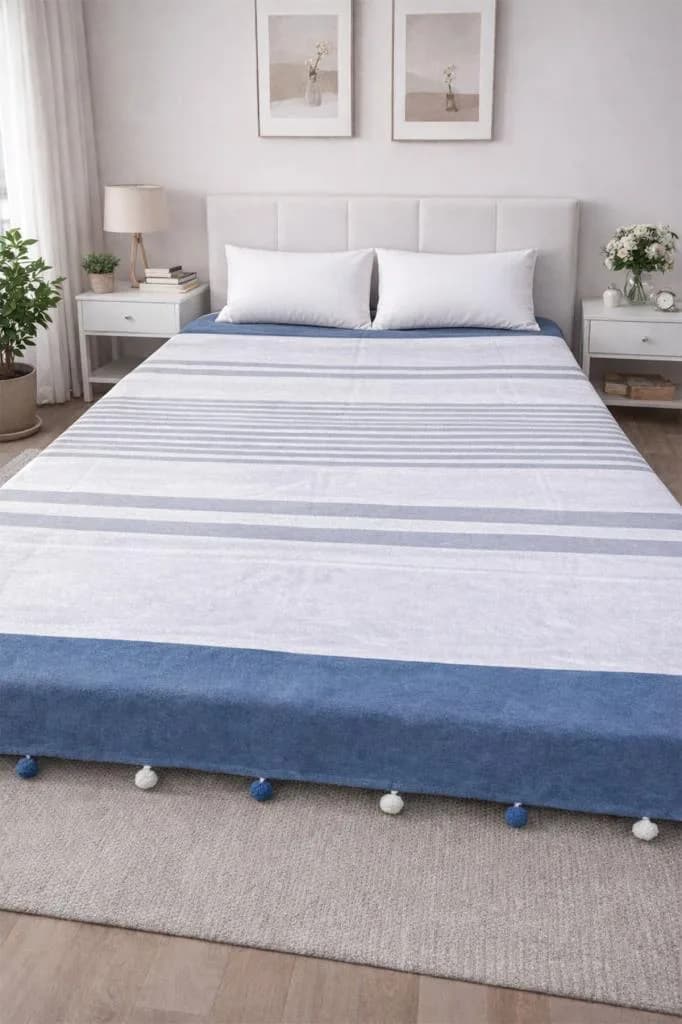 Merinos Colorway Glau Çift Kişilik Pamuklu Battaniye 180x220 cm