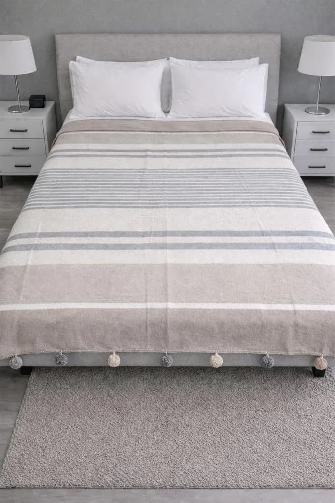 Merinos Colorway Sephia Çift Kişilik Pamuklu Battaniye 180x220 cm