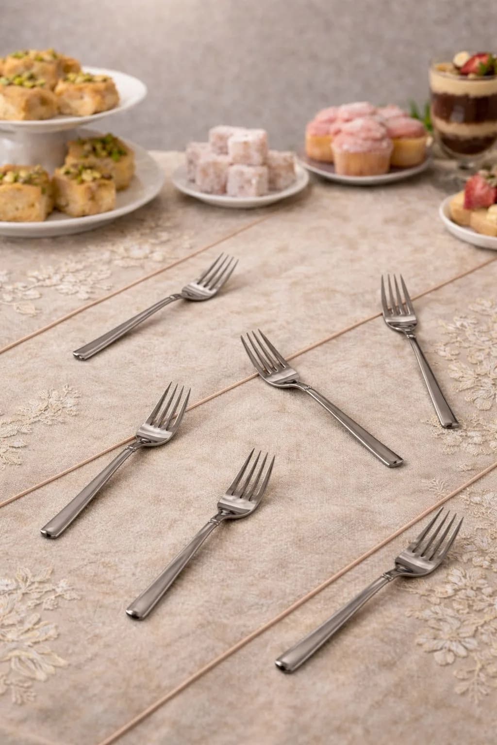 ÇETCOOK STAR 18/10 ÇELİK 6'lı TATLI ÇATAL SETİ