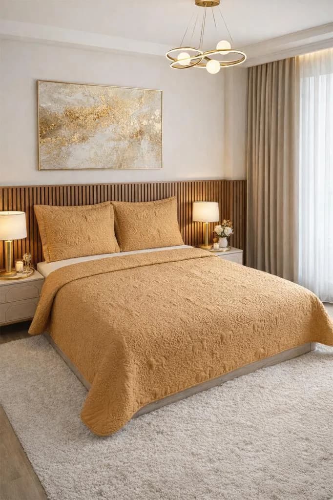 Elevora Çift Taraflı Çift Kişilik Yatak Örtüsü 230x250 Krem Bej