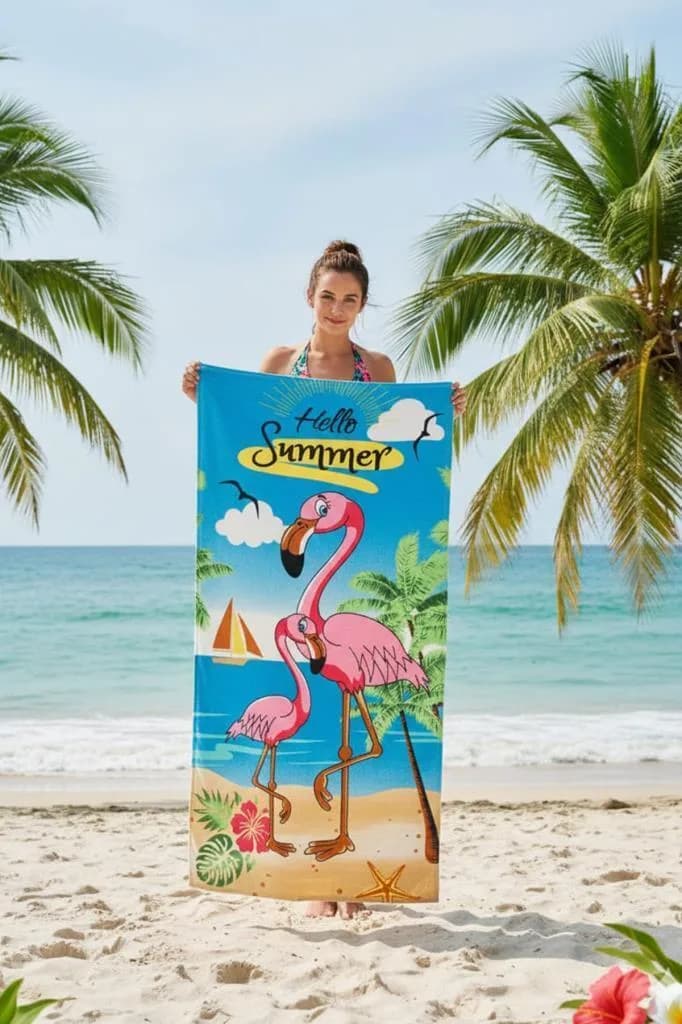 Flamingo %100 Pamuk 75x150 cm Plaj Havlusu
