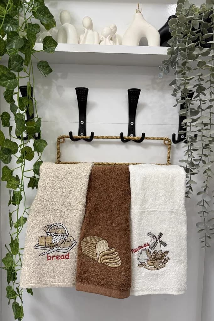 Bread Nakışlı 3lü Mutfak Havlu Takımı 30x50 Cm