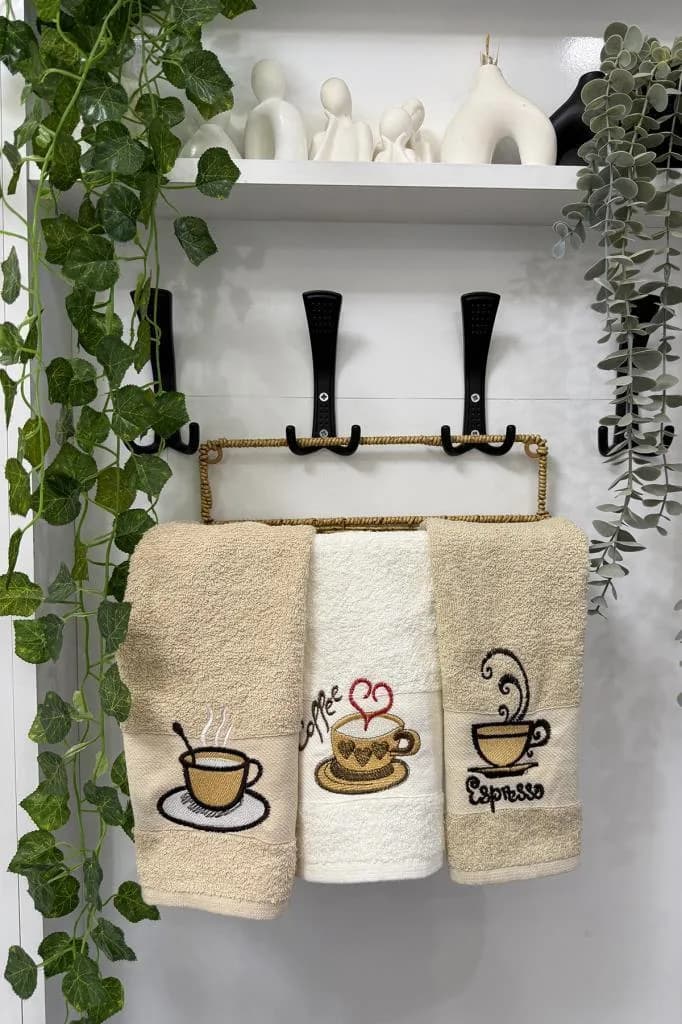 Kokora Nakışlı 3lü Mutfak Havlu Takımı 30x50 Cm