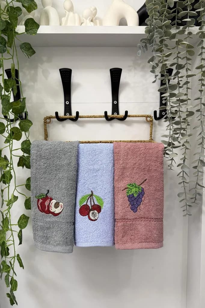 Lezzem Nakışlı 3lü Mutfak Havlu Takımı 30x50 Cm