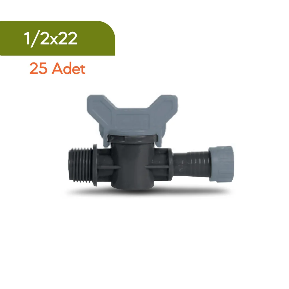 Akplas - Tarım Sulama Sistemleri-Mini Vana-Kurtağzı-Dış Dişli-Yüzüklü 1/2*22 - 25 Adet