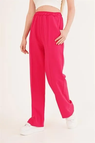 Bel Lastikli Basic Toptan Fuşya Pantolon - Fuşya