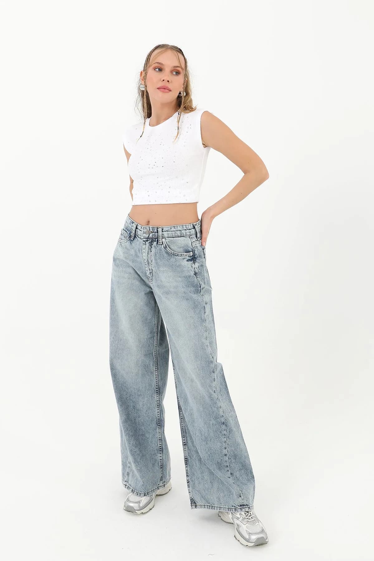Kadın Dikiş Detaylı Denim Pantolon - 31882PNT - LIGHT BLUE