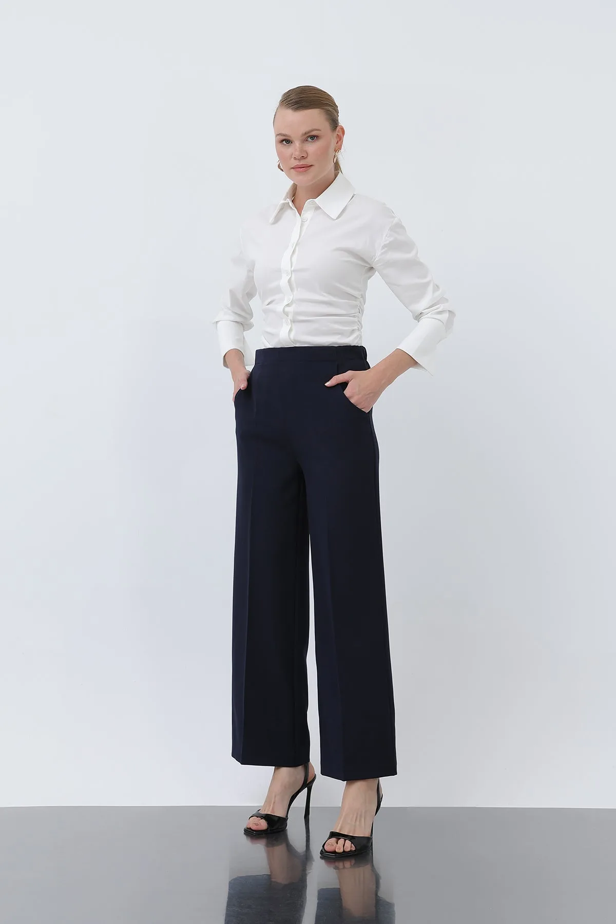 Kadın Düz Kesim Pantolon - 18243PNT - NAVY