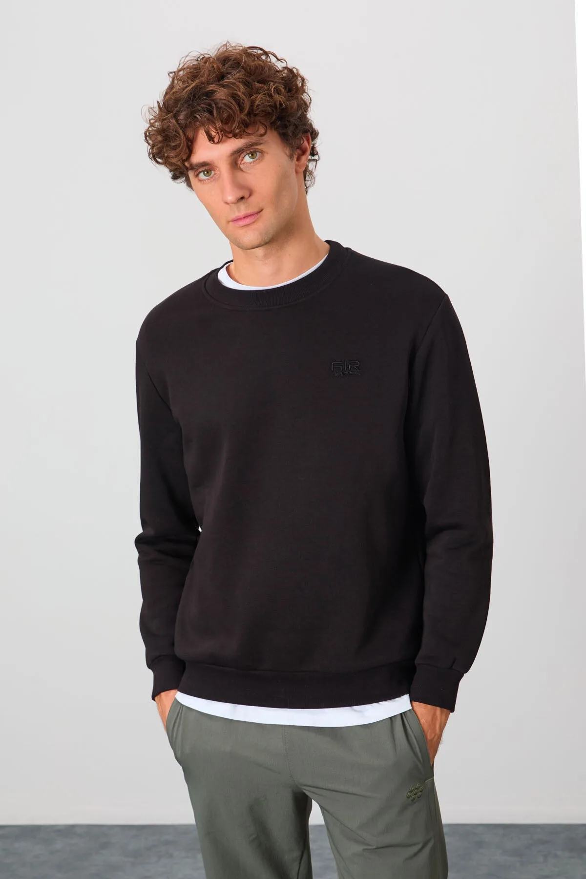 Omar Siyah Şardonlu Erkek Sweatshirt - 88137 - Siyah