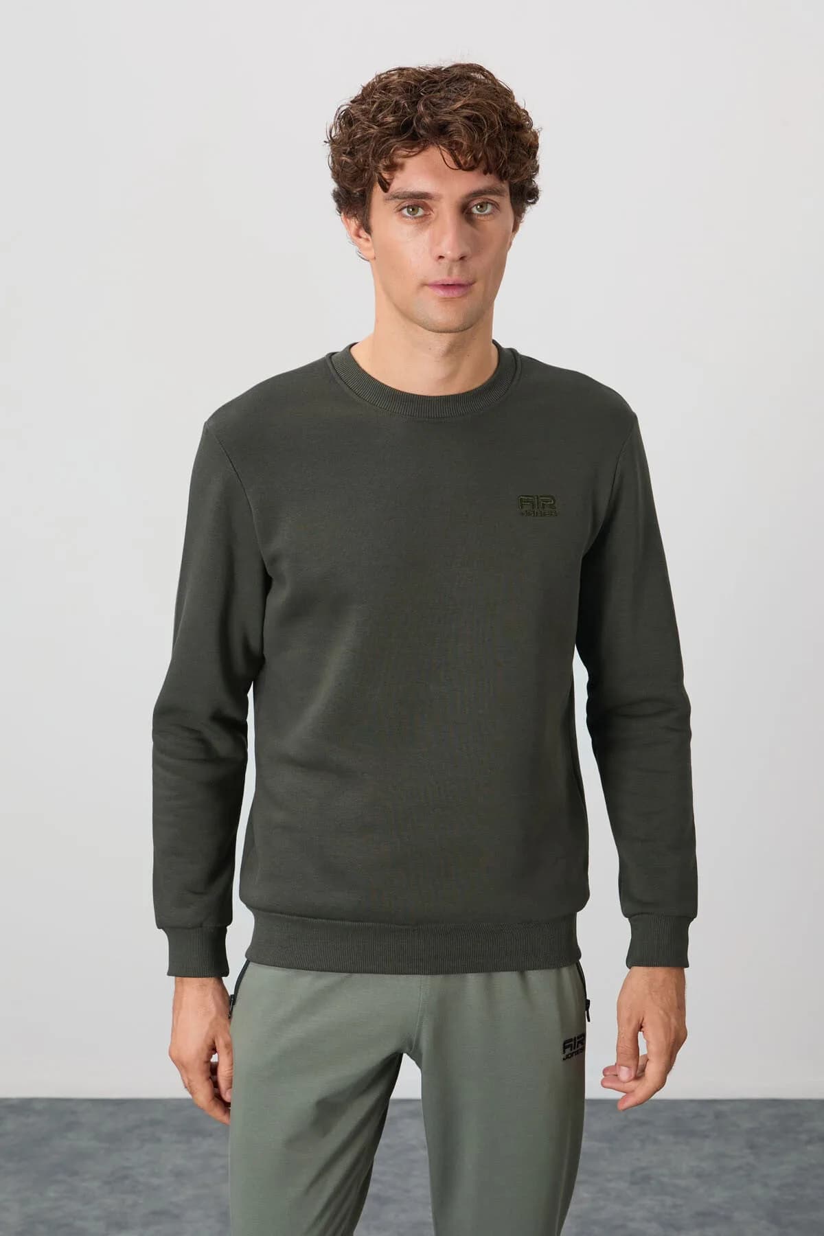 Omar Haki Şardonlu Erkek Sweatshirt - 88137 - Haki
