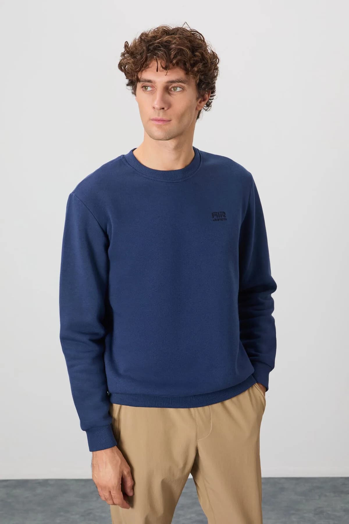 Omar İndigo Şardonlu Erkek Sweatshirt - 88137 - İndigo