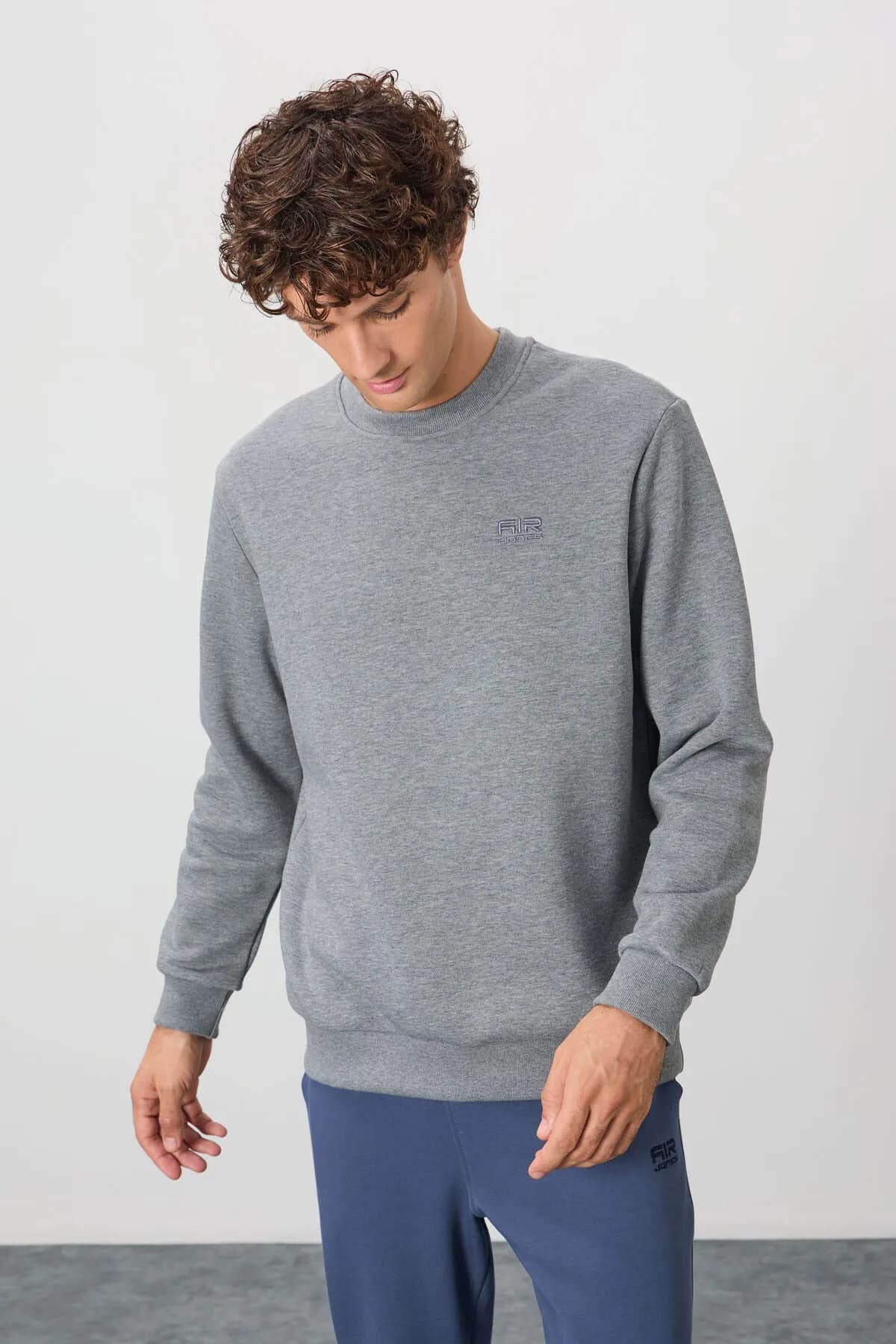 Omar Gri Melanj Şardonlu Erkek Sweatshirt - 88137 - Gb melanj