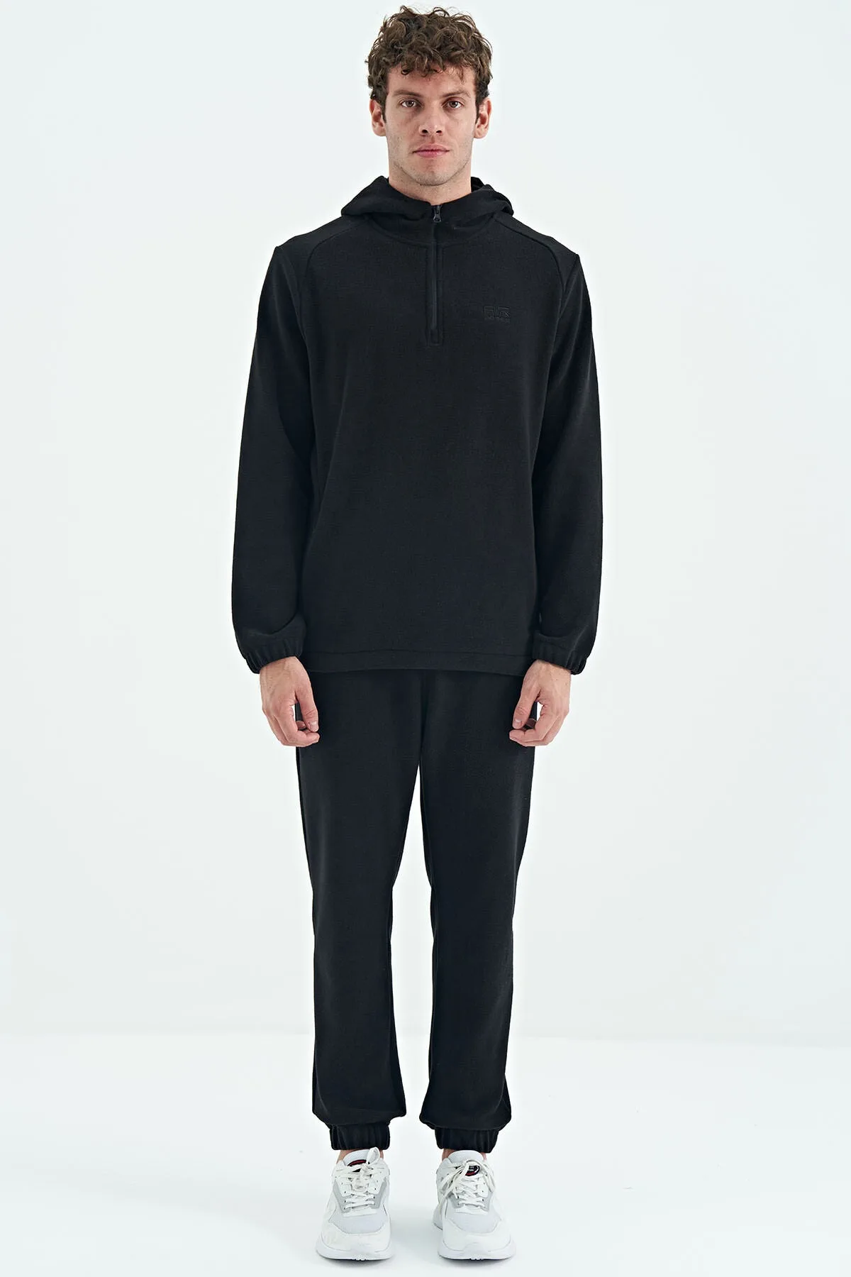 Hektor Siyah Kapüşonlu Polar Erkek Eşofman Takım - 85227 - Siyah/siyah