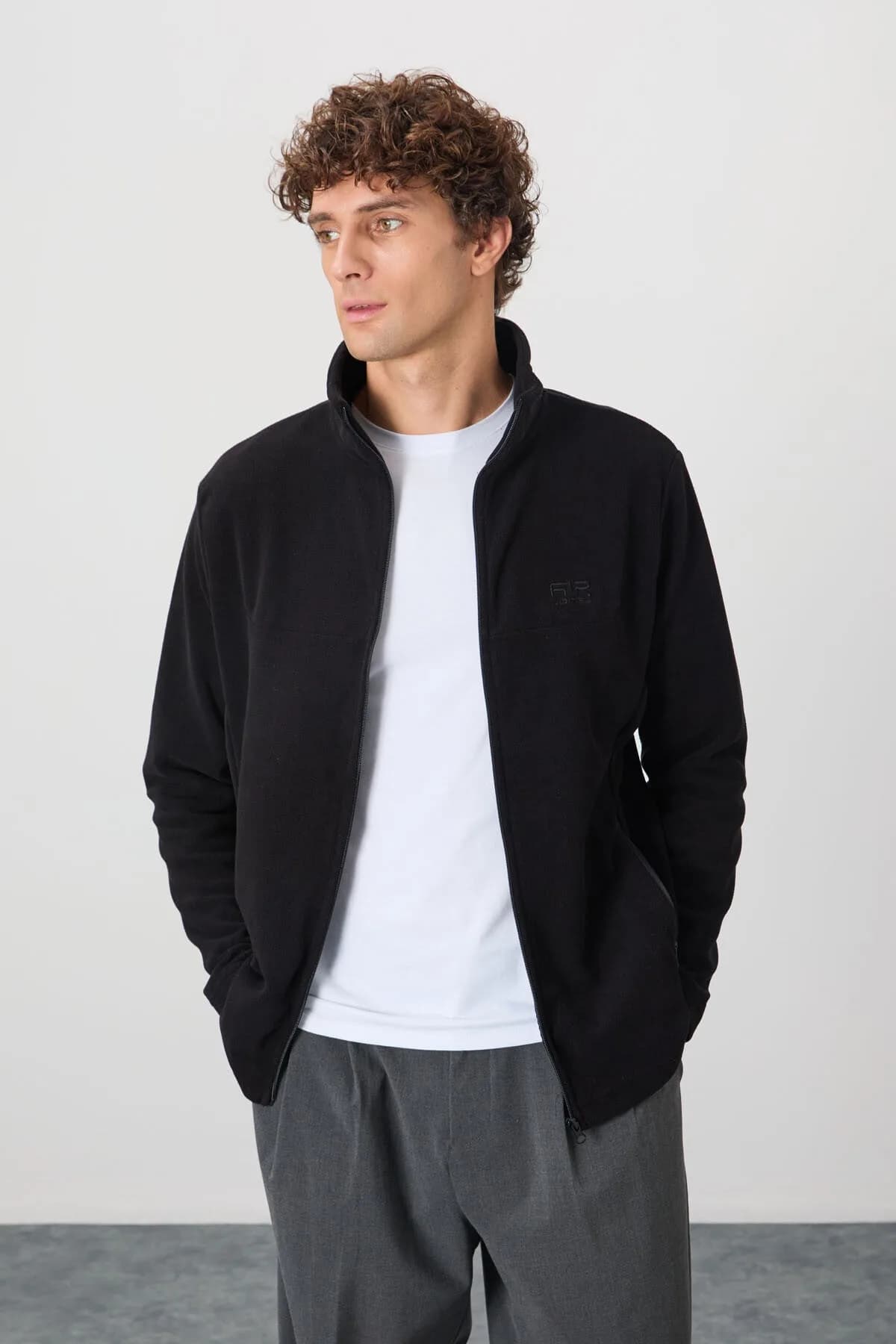 Hardy Siyah Standart Kalıp Polar Erkek Sweatshirt - 88299 - Siyah