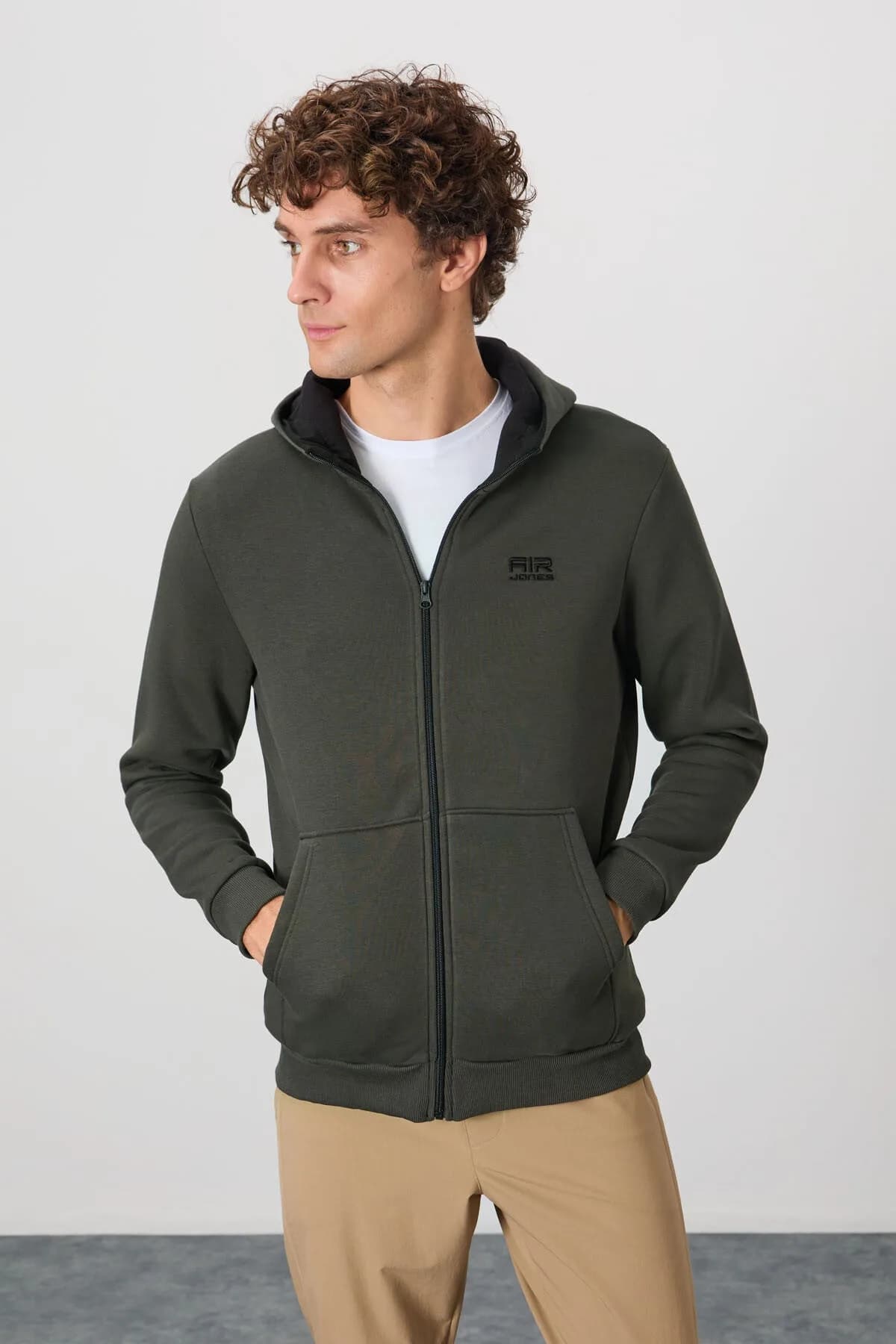 Hector Haki Şardonlu Erkek Sweatshirt - 88139 - Haki