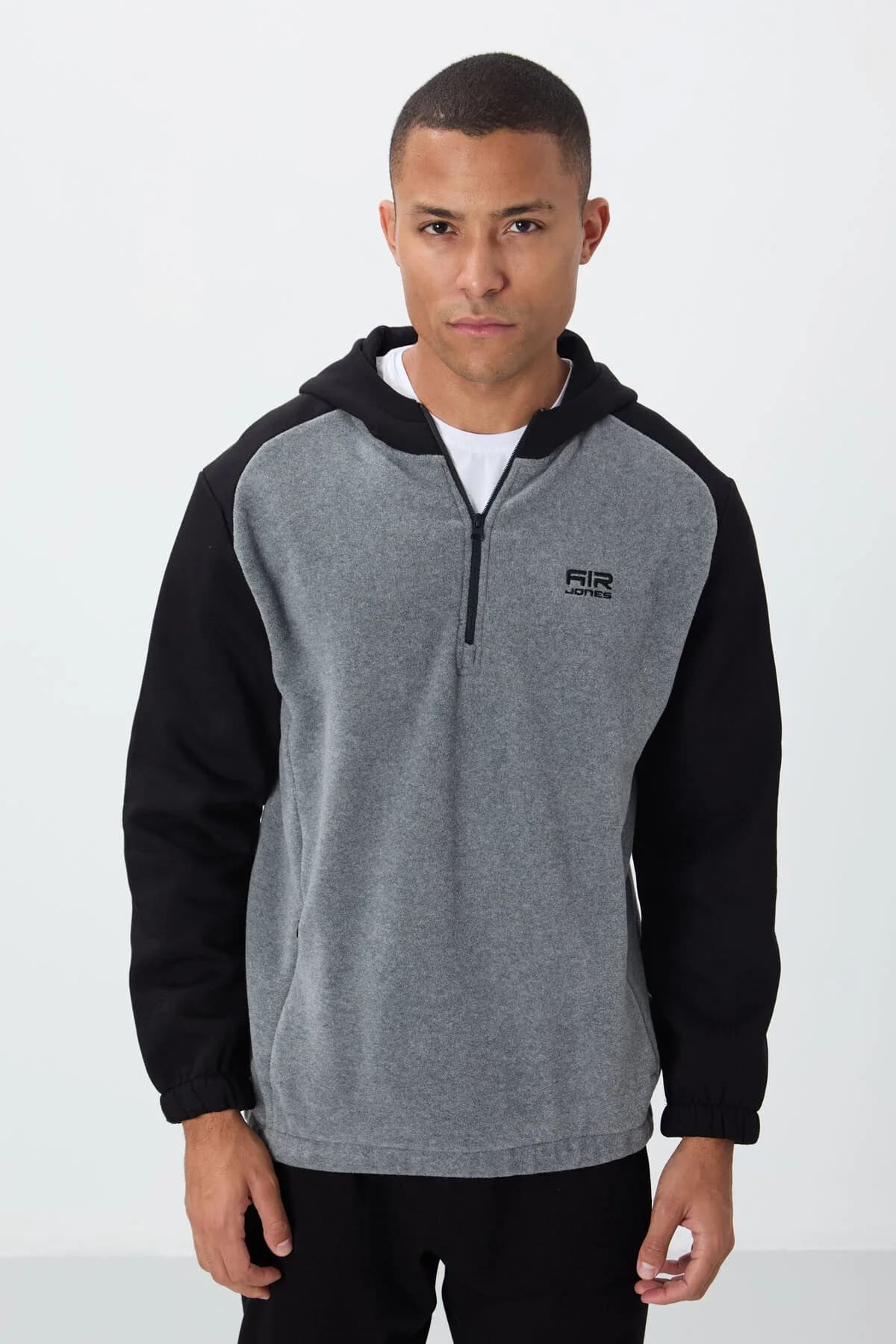 Ruby Gri Melanj Standart Kalıp Polar Erkek Sweatshirt - 88300 - Gb melanj