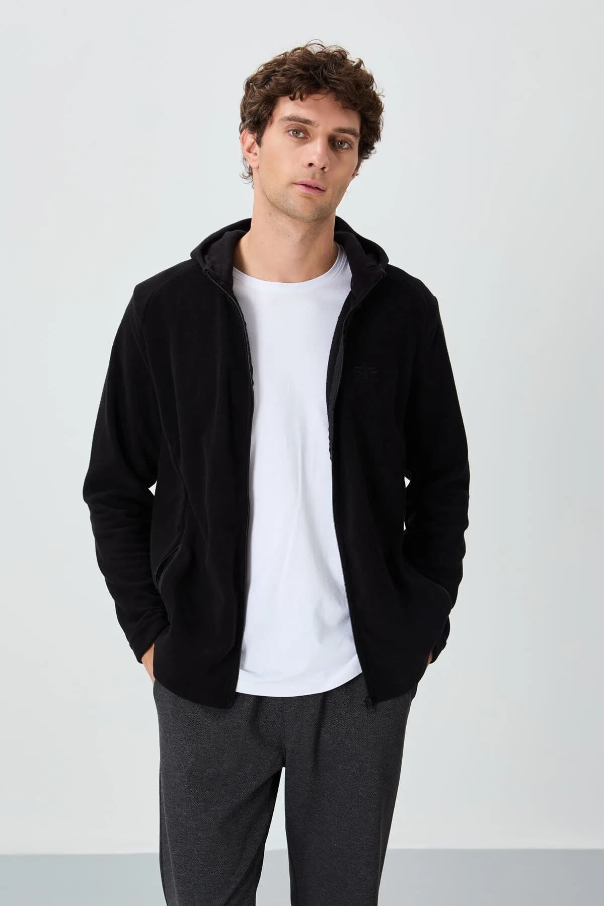 Connell Siyah Rahat Kalıp Polar Erkek Sweatshirt - 88313 - Siyah