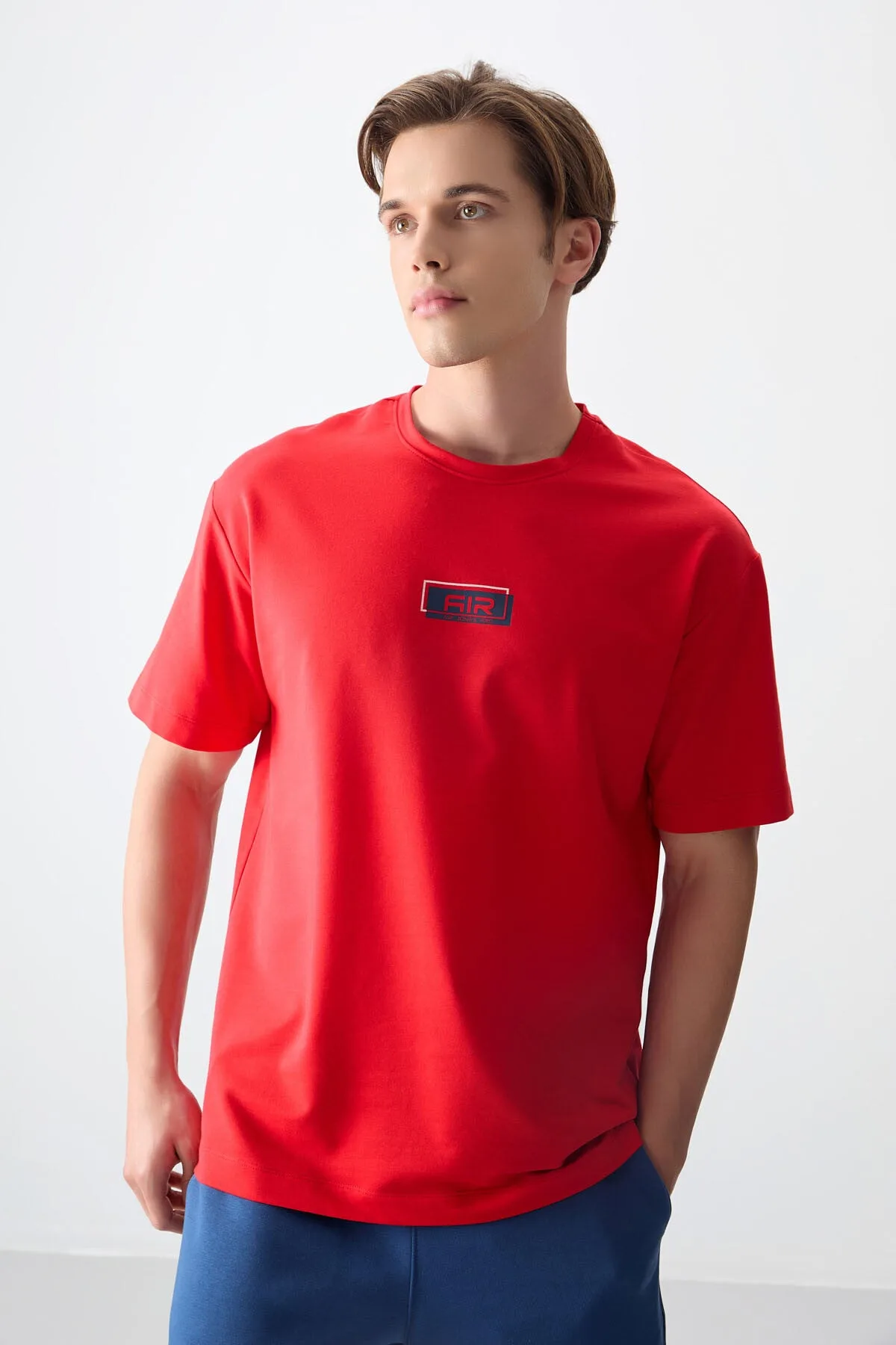 Fiesta Pamuklu Kalın Yumuşak Dokulu Oversize Fit Baskılı Erkek T-Shirt - 88376 - Fiesta