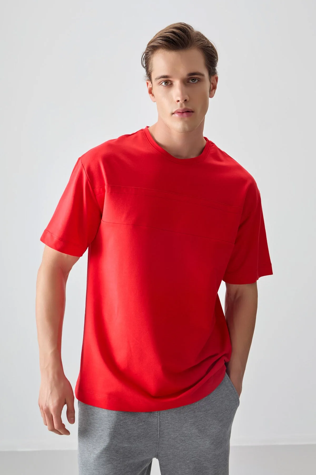 Fiesta Pamuklu Kalın Yumuşak Dokulu Oversize Fit Basic Erkek T-Shirt - 88378 - Fiesta