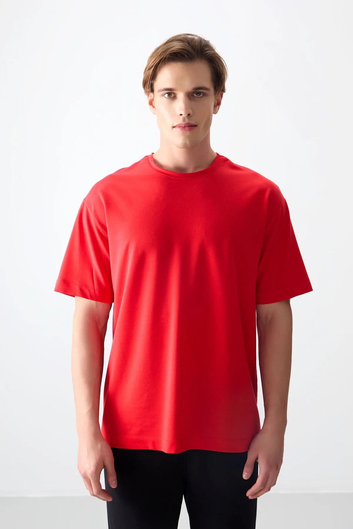 Fiesta Pamuklu Kalın Yumuşak Dokulu Oversize Fit Basic Erkek T-Shirt - 88377 - Fiesta