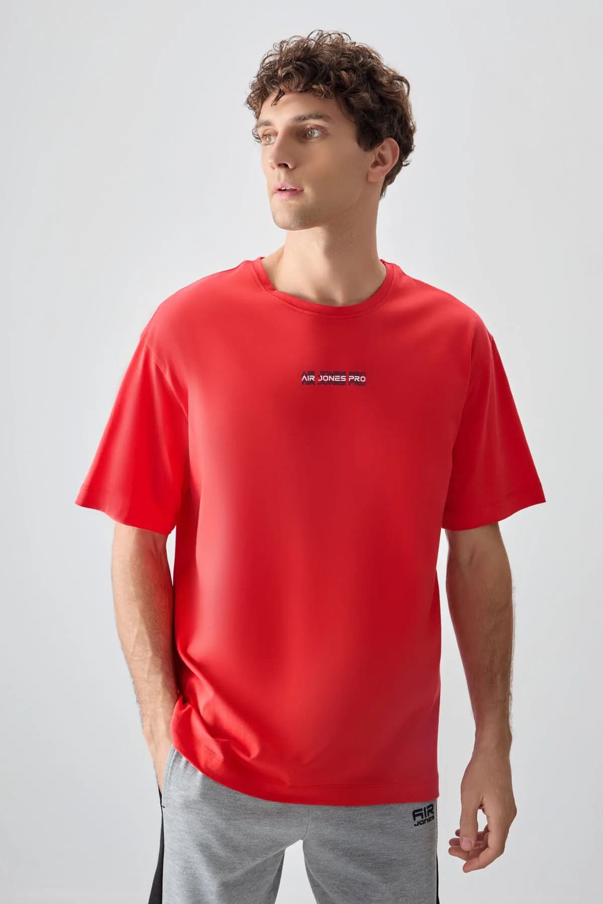 Fiesta %100 Pamuk Kalın Yumuşak Dokulu Oversize Fit Baskılı Erkek T-Shirt - 88354 - Fiesta