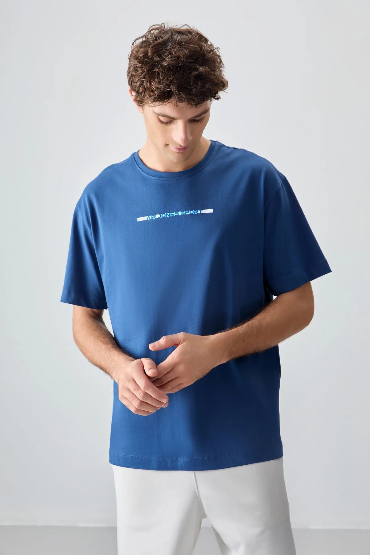 Parlament %100 Pamuk Kalın Yumuşak Dokulu Oversize Fit Baskılı Erkek T-Shirt - 88358 - Parlament