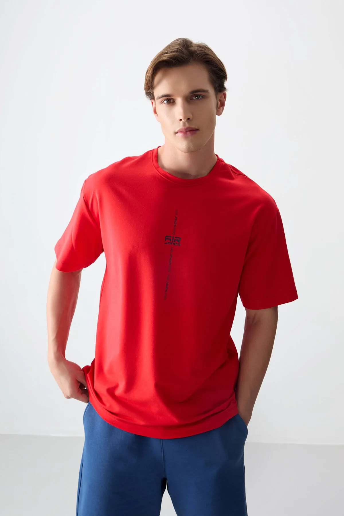 Fiesta Pamuklu Kalın Yumuşak Dokulu Oversize Fit Baskılı Erkek T-Shirt - 88373 - Fiesta