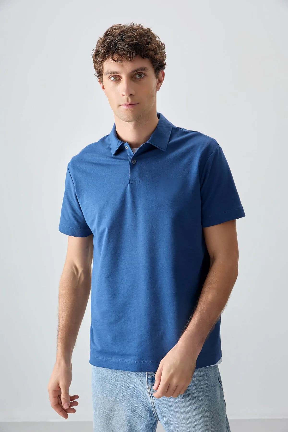 Parlament Pamuklu Kalın Yumuşak Dokulu Polo Yaka Oversize Fit Basic Erkek T- Shirt - 88381 - Parlament