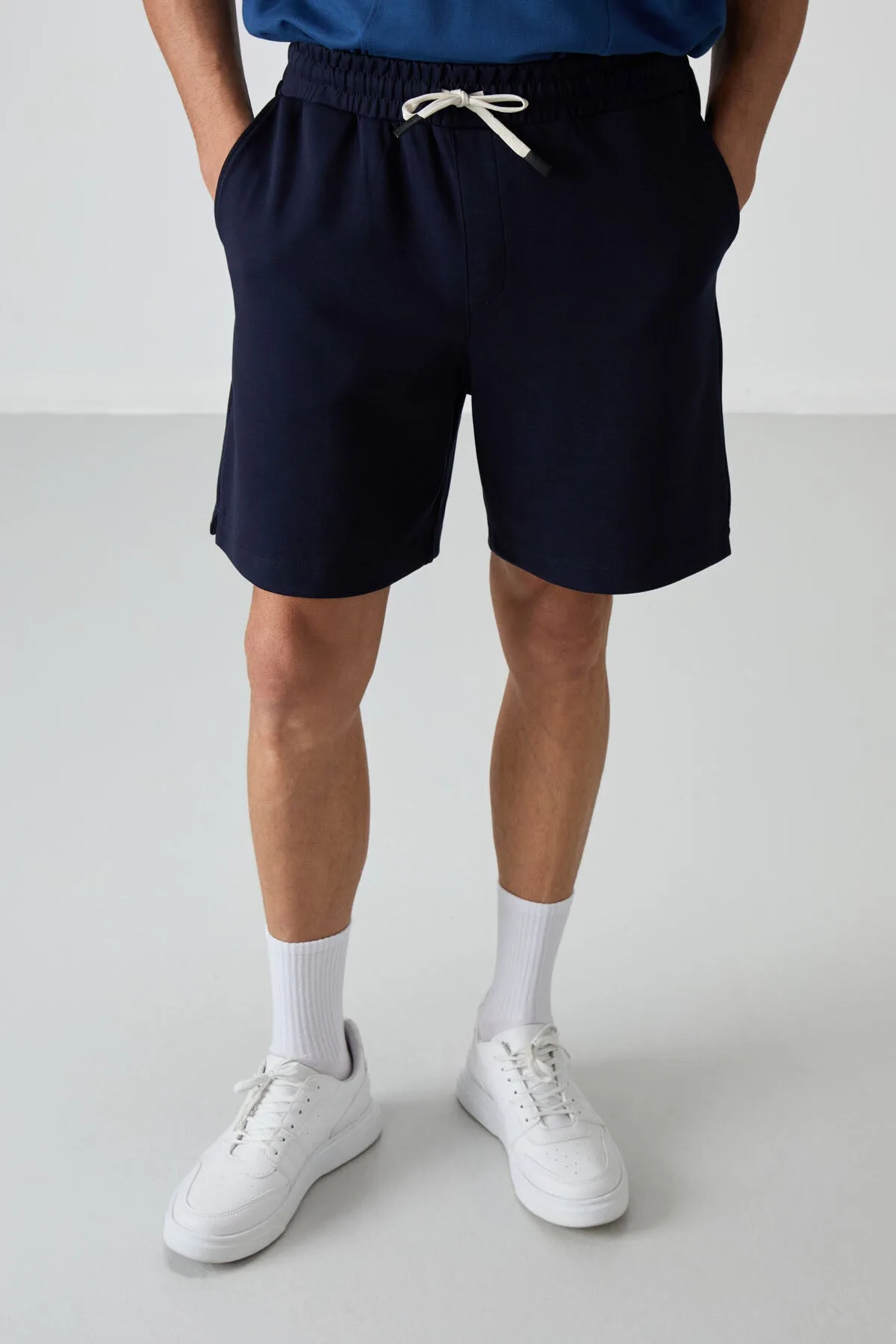 Lacivert Pamuklu Kalın Yumuşak Dokulu Comfort Fit Basic Erkek Şort - 81274 - Lacivert
