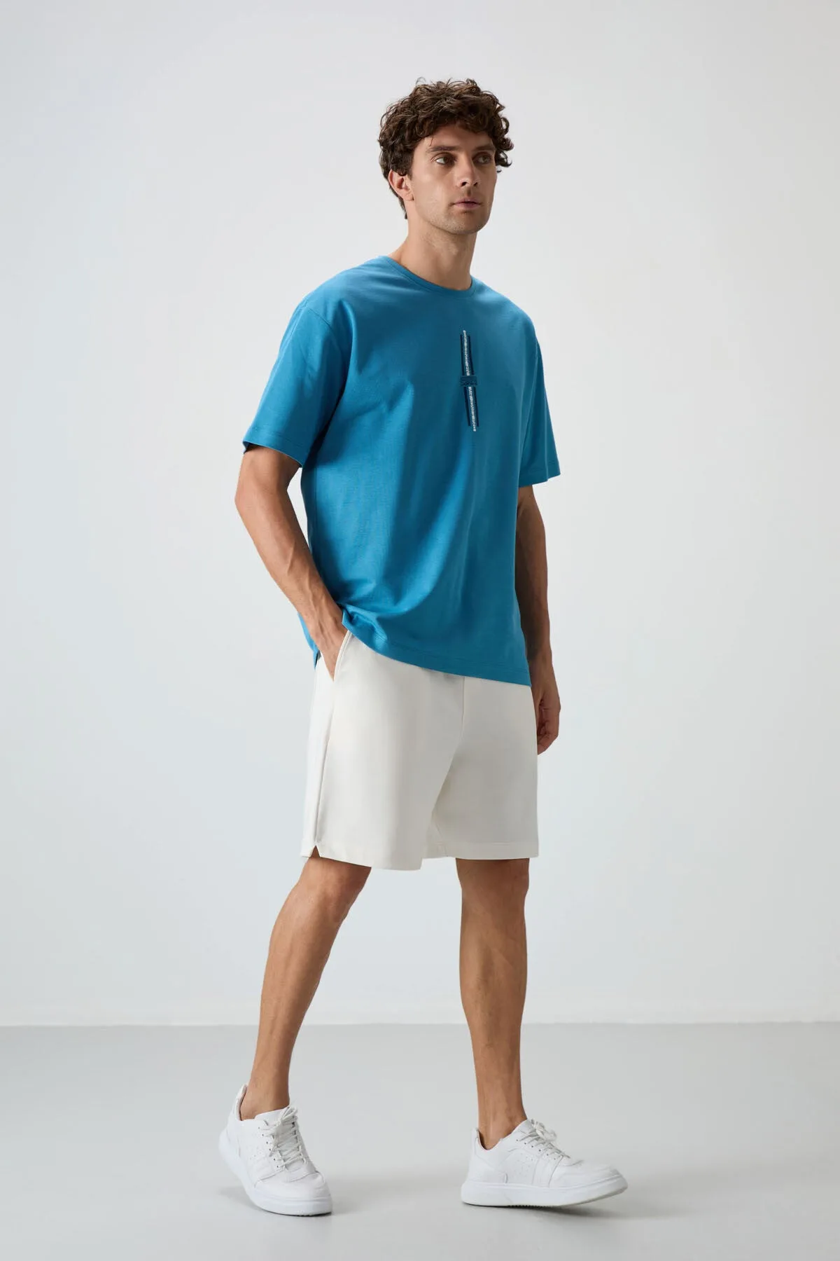 Ekru Pamuklu Kalın Yumuşak Dokulu Comfort Fit Basic Erkek Şort - 81274 - Ekru