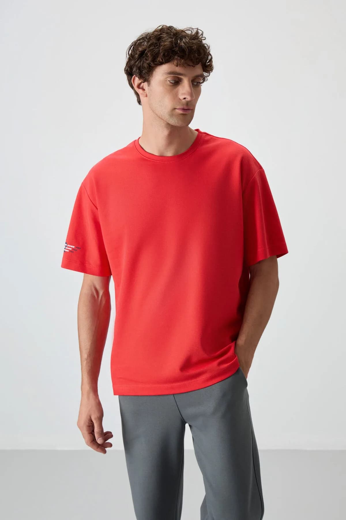 Fiesta Pamuklu Kalın Yüzeyi Dokulu Oversize Fit Baskılı Erkek T-Shirt - 88369 - Fiesta