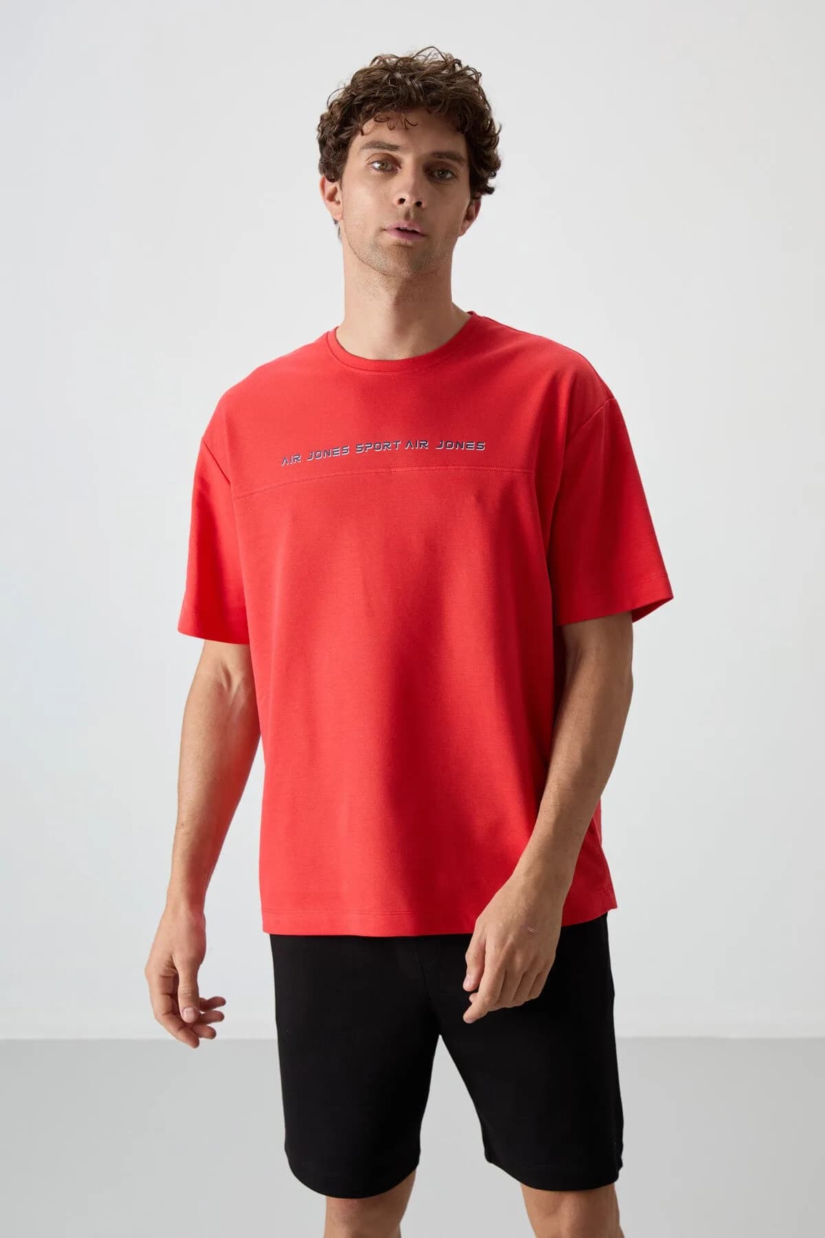 Fiesta Pamuklu Kalın Yüzeyi Dokulu Oversize Fit Baskılı Erkek T-Shirt - 88371 - Fiesta