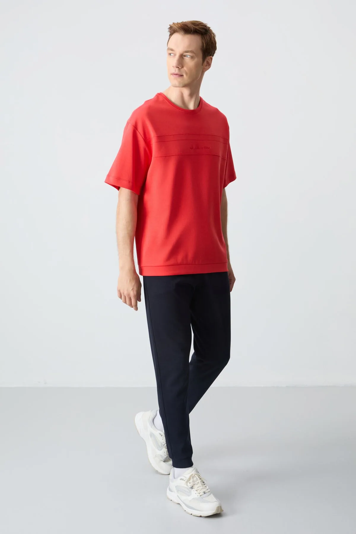 Fiesta Lacivert Pamuklu Kalın Yumuşak Dokulu Oversize Fit Basic Erkek Eşofman Takım - 85261 - Fiesta/lacivert