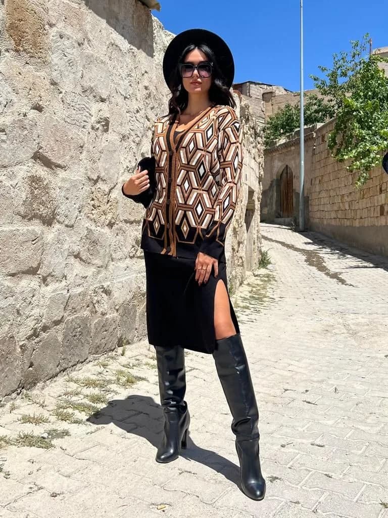 Samantha Triko Takım 833 - Kahverengi