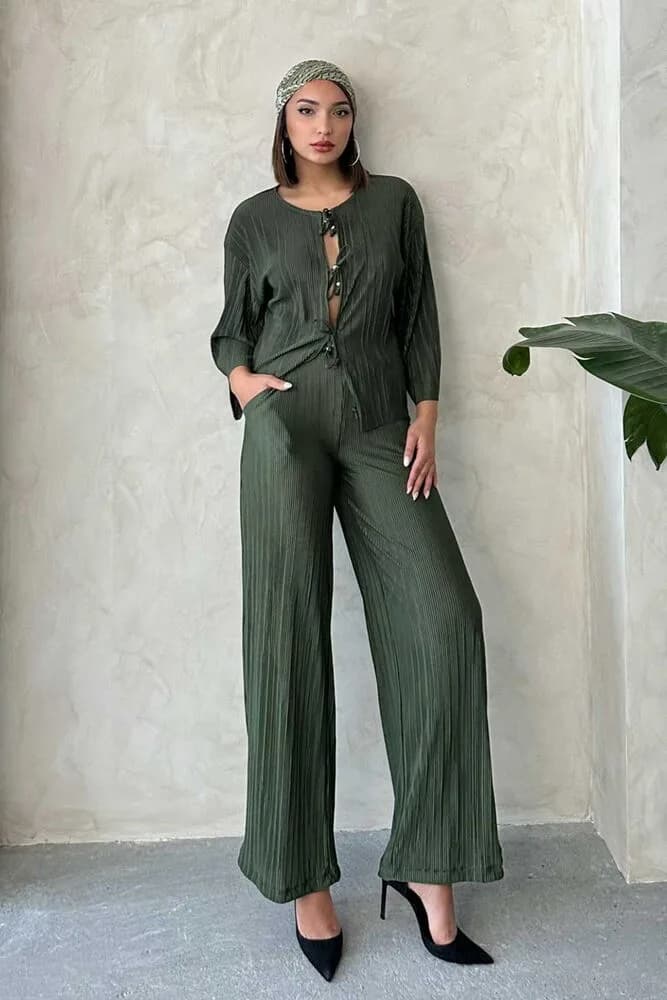 Piliseli Toptan Pantolon - HAKİ