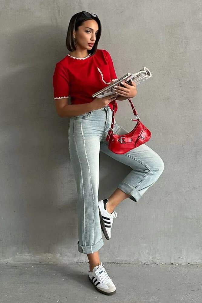 Topshow Kırmızı Çoban Dikişli Toptan T - KIRMIZI