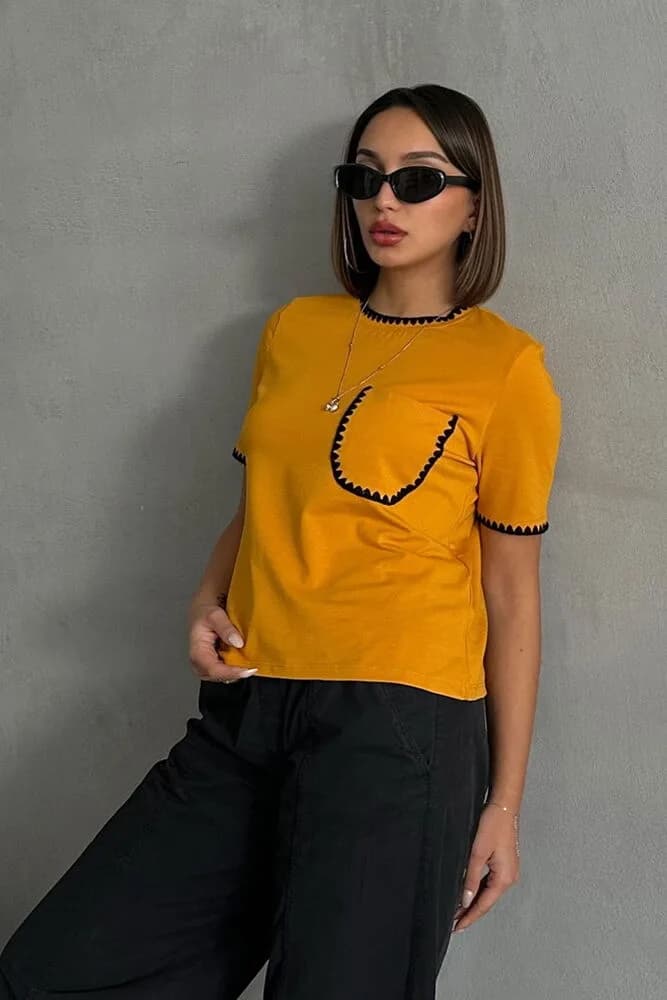 Topshow Hardal Çoban Dikişli Toptan T - HARDAL