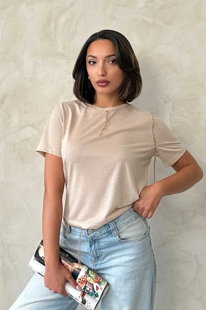Topshow Taş Çoban Dikişli Toptan Tişört - TAŞ