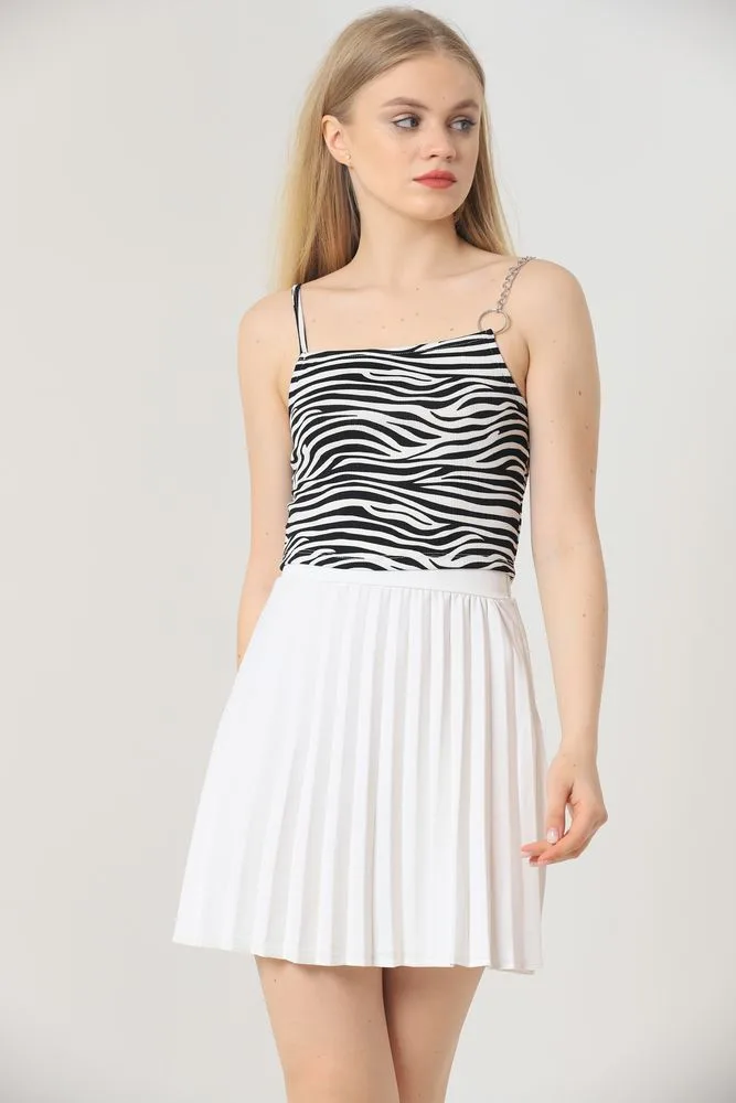 Topshow Zebra Zincir Detaylı Toptan Bluz - ZEBRA