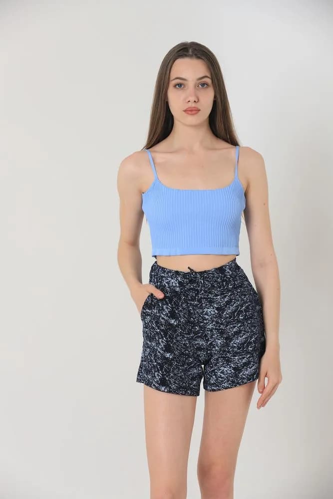 Topshow Lacivert Batik Baskılı Toptan Şort - LACİVER 1