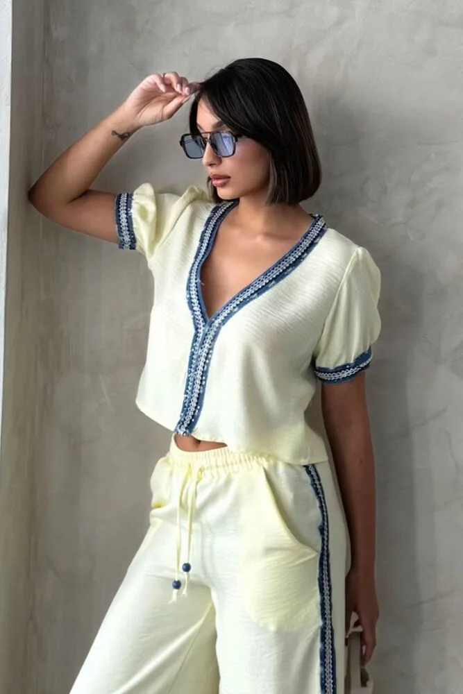 Kot Detaylı Ceket Sarı - SARI