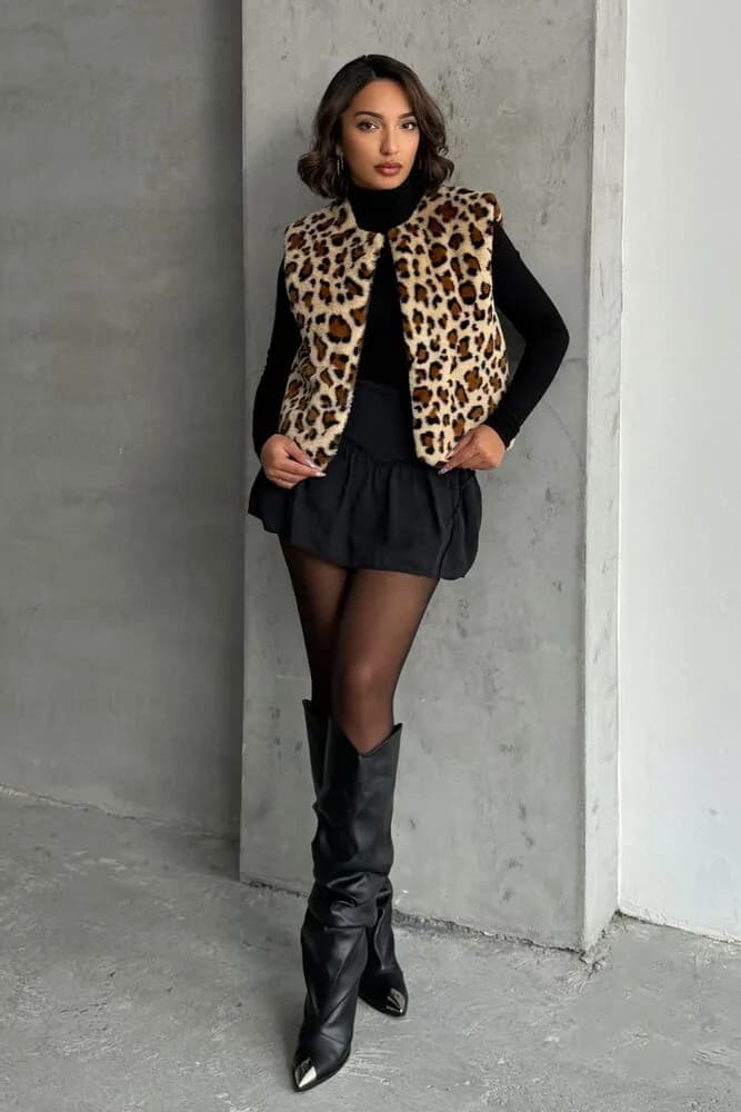 Peluş Toptan Yelek - LEOPAR