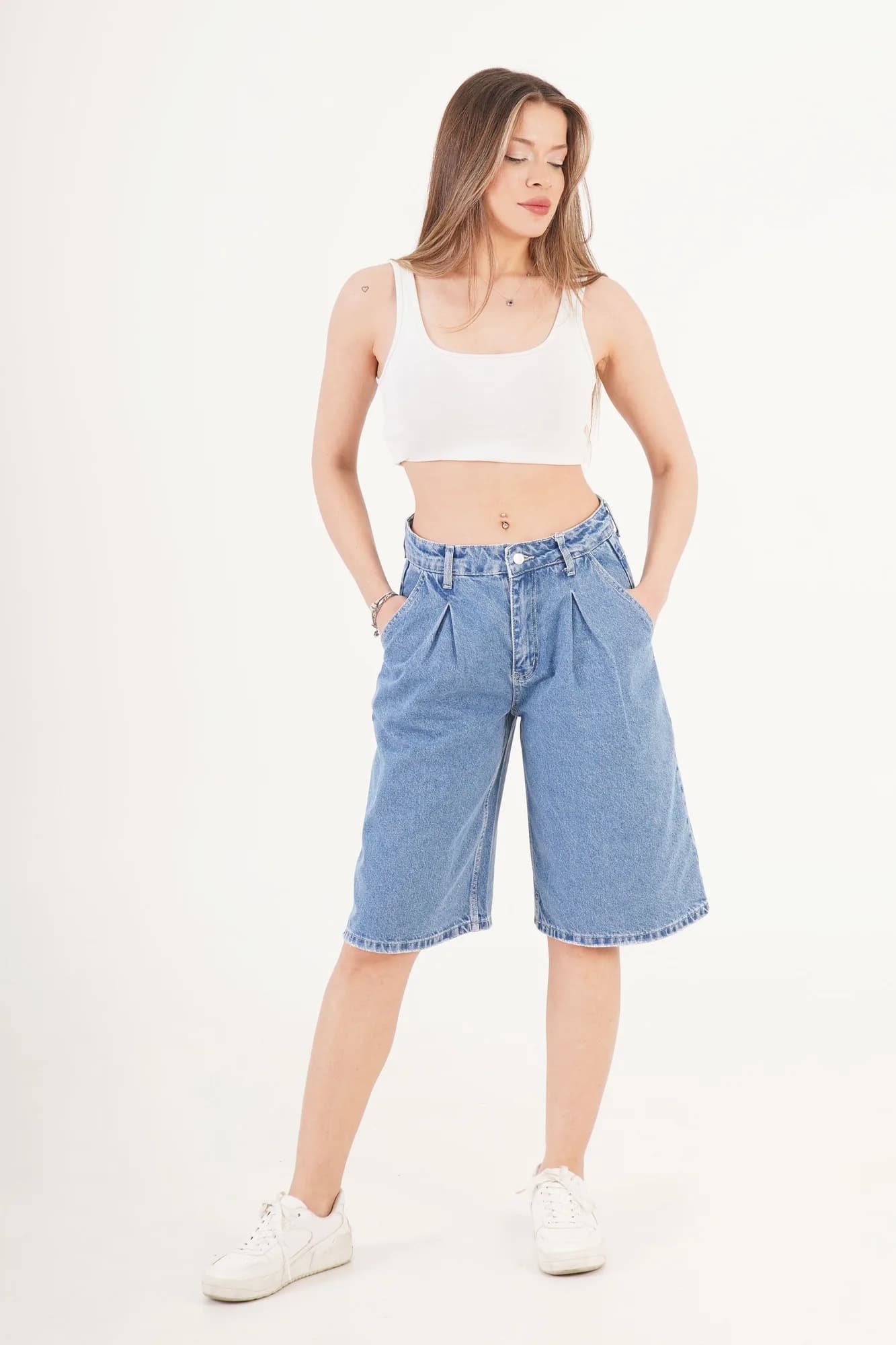 Yüksek Bel Kot Toptan Denim Jorts - Kot